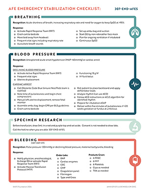 AFE Emergency Stabilization Checklist.