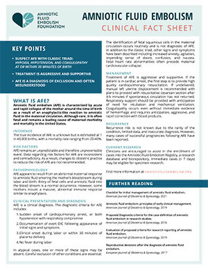 AFE Clinical Fact Sheet for media use.